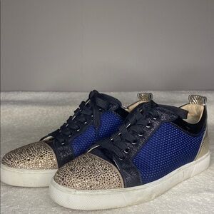 Christian Louboutin Blue and Gold Sneakers